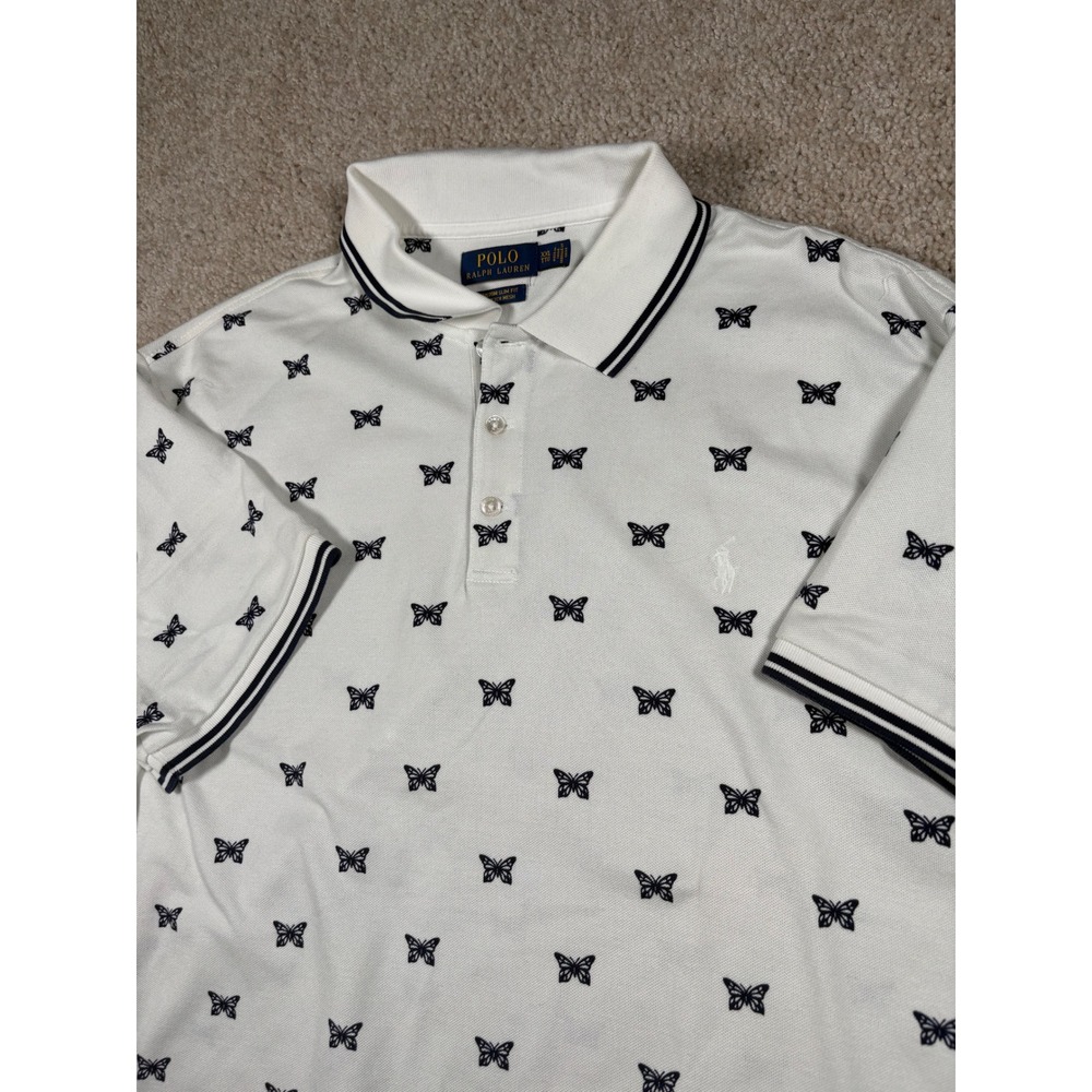 Polo Ralph Lauren Mens XXL White Butterfly Print Custom Slim Fit Polo Shirt